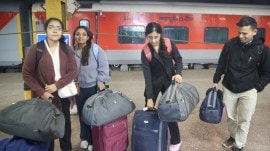 At the New Delhi Railway Station on Monday. Amit Mehra ‘Glad flight got cancelled’: Trains to rescue of affected passengers