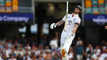 England's captain Ben Stokes throws bat after his dismissal during second Ashes Test at Gabba. (PHOTO: AP)