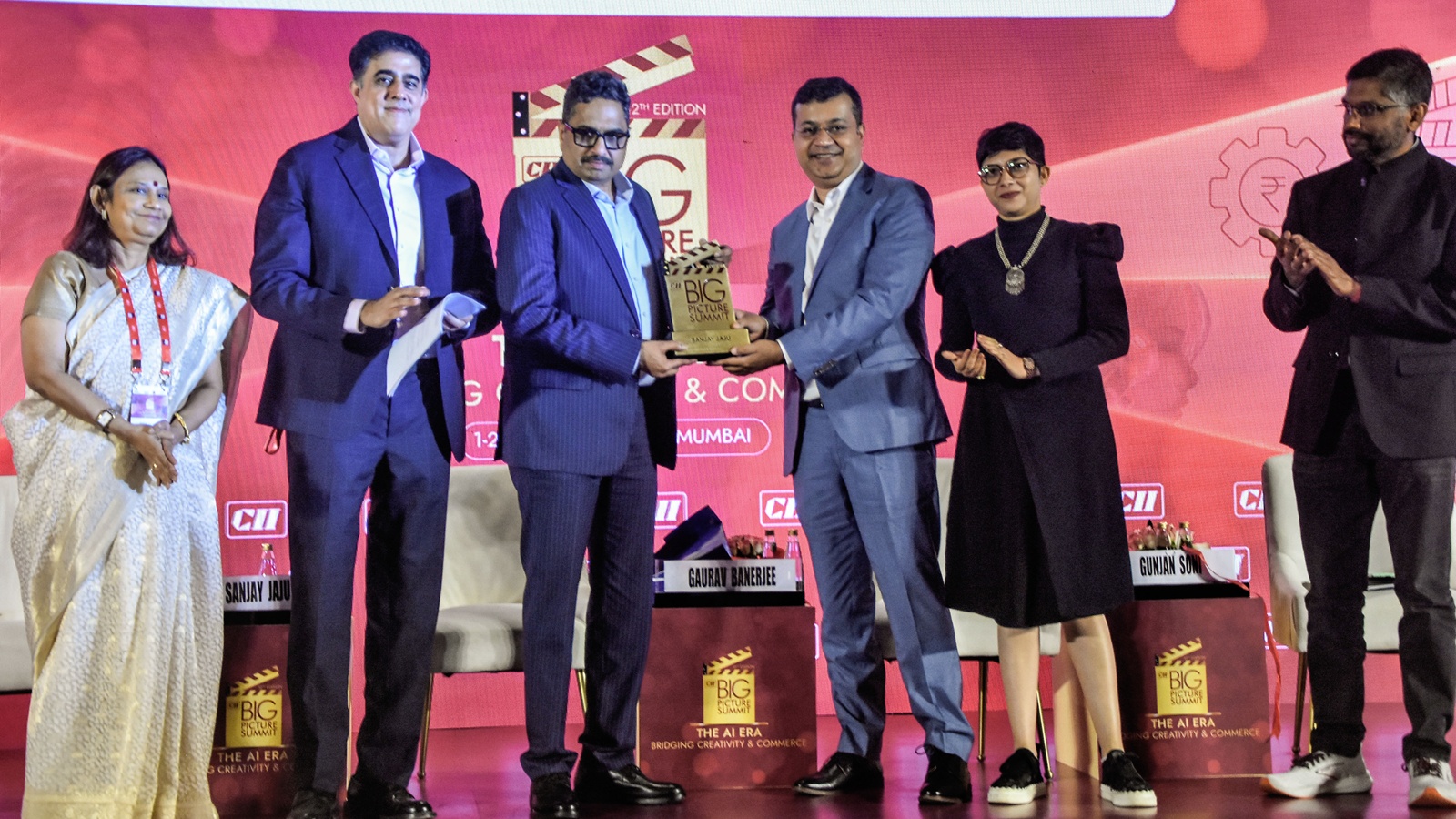 Ministry of Information and Broadcasting Secretary Sanjay Jaju being feliciated during the "12th CII Big Picture Summit"