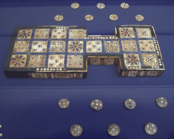 One of the five gameboards found by Sir Leonard Woolley in the Royal Cemetery at Ur, now held in the British Museum. 