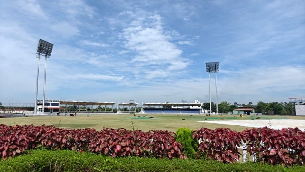 The main CAP Siechem Stadium, which has hosted Ranji Trophy matches since 2018. (Express Photo by Lalith Kalidas)