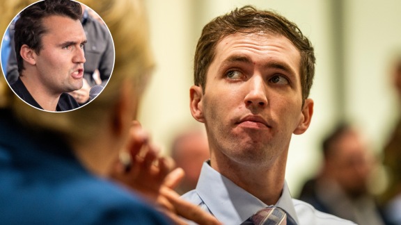 Activist and Donald Trump's aide Charlie Kirk (inset) was assassinated allegedly by Tyler Robinson.