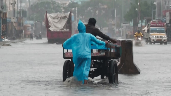 Chennai weather: A flooded street in Chennai on Monday after heavy rainfall caused by cyclone Ditwah.