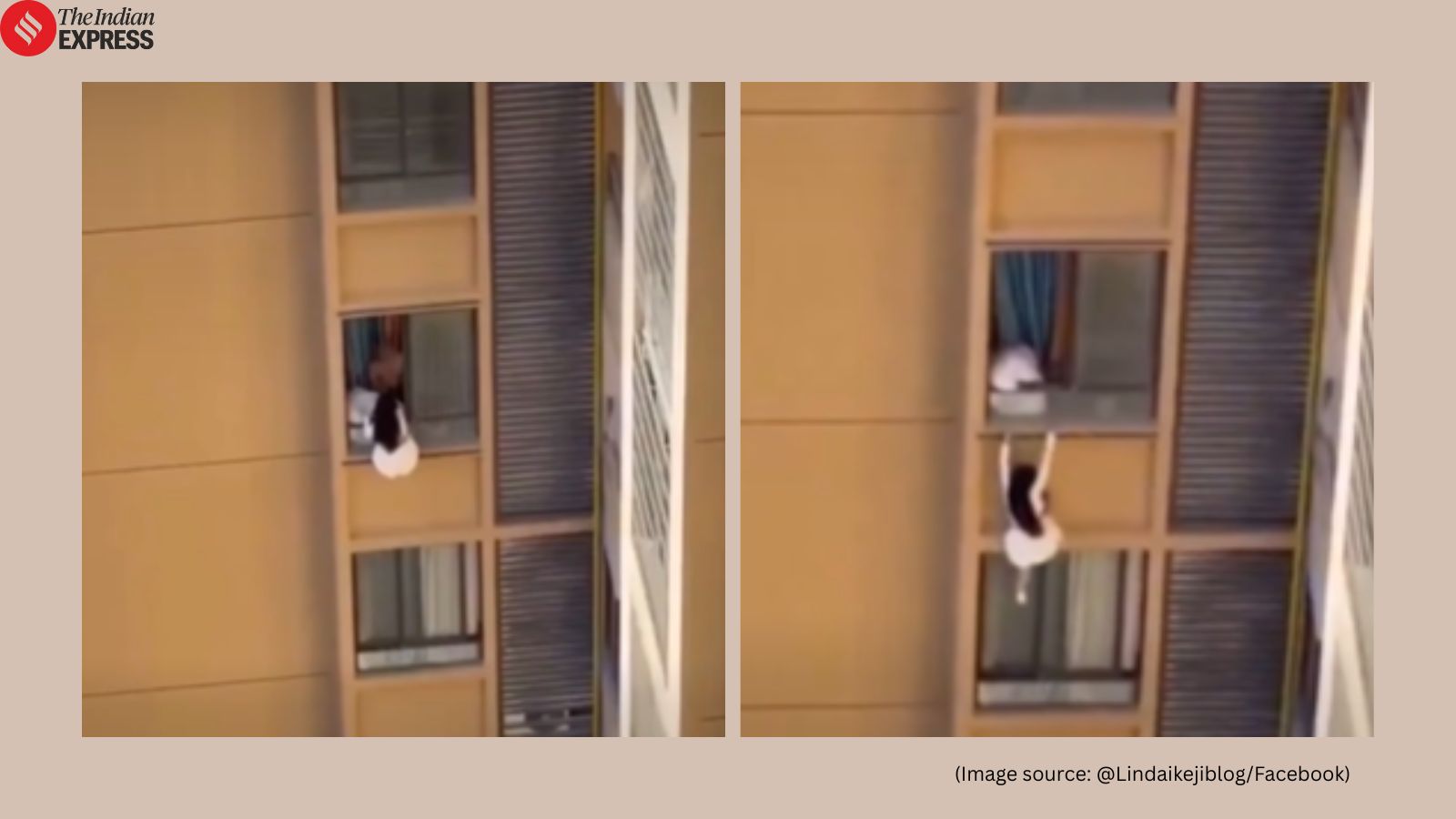 Woman clings from 10th-floor balcony to hide from lover’s wife; video goes viral