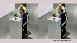 The CCTV footage capturing the incident has since gone viral and shows the boy touching the display case, which was further toppled