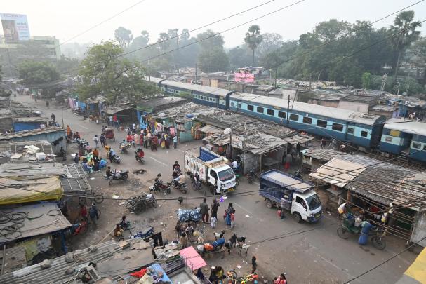 Encroached structures along railway line in Patna.