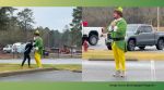 The girl notices her father in an elf costume, hides her face, and runs away