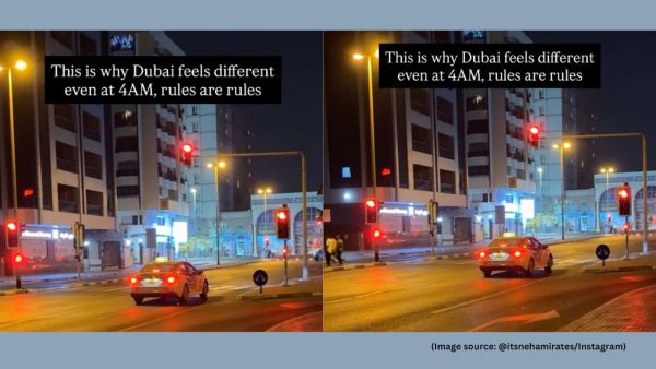 The video features a text, “This is why Dubai feels different even at 4 am, rules are rules.”