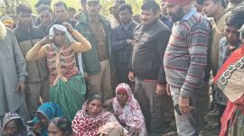 Angered by the farmer's death, local residents staged a protest in Gulara Bhagwant Nagar village on Tuesday. Express