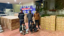 The Dahod district police booked arrested two persons while seizing a Haryana-registered heavy vehicle attempting to smuggle a stash of liquor worth Rs 42.99 lakhs into Gujarat on December 1