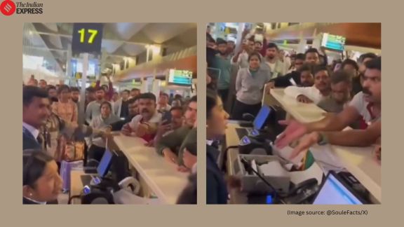 father asking for sanitary pad at delhi airport after IndiGo flight cancellations