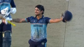 Vijay Hazare Trophy 2025-26: Ishan Kishan smashed a century in 33 balls against Karnataka on Wednesday. (BCCI Screengrab)