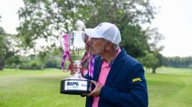 Jeev Milkha Singh after winning the IGPL Invitational tournament in Columbo, Sri Lanka (Express Photo)