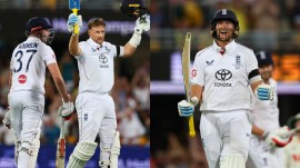 An elated Joe Root celebrates his first Ton in Australia during second Ashes Test at Gabba. (PHOTO: AP)