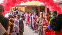 People at a polling booth during the first phase of the Kerala local body elections. (PTI Photo)