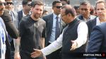Lionel Messi with West Bengal Sports Minister Aroop Biswas at Salt Lake Stadium during his G.O.A.T India Tour 2025, in Kolkata. (Express Photo/Partha Paul)