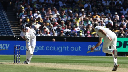 England's Jamie Smith is bowled by Australia's Scott Boland during the fourth Ashes Test in Melbourne. (PHOTO: AP)