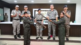On Tuesday, eleven cadres of the Banned Communist Party of India (Maoist), surrendered before Maharashtra DGP Rashmi Shukla in Gadchiroli. (Express Photo)