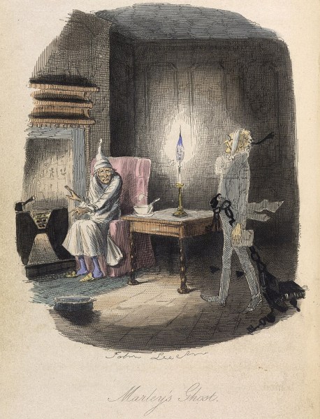 A Christmas Carol: "Marley's Ghost", original illustration by John Leech from the 1843 edition