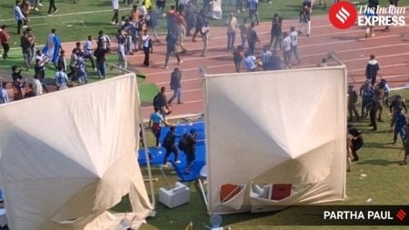 In Pictures: Chaos at Salt Lake Stadium after Lionel Messi’s brief appearance sparks fan anger