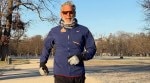 Milind Soman running outdoors in cold weather