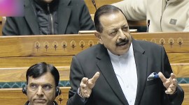 Union MoS Jitendra Singh speaks in Lok Sabha during the winter session of Parliament