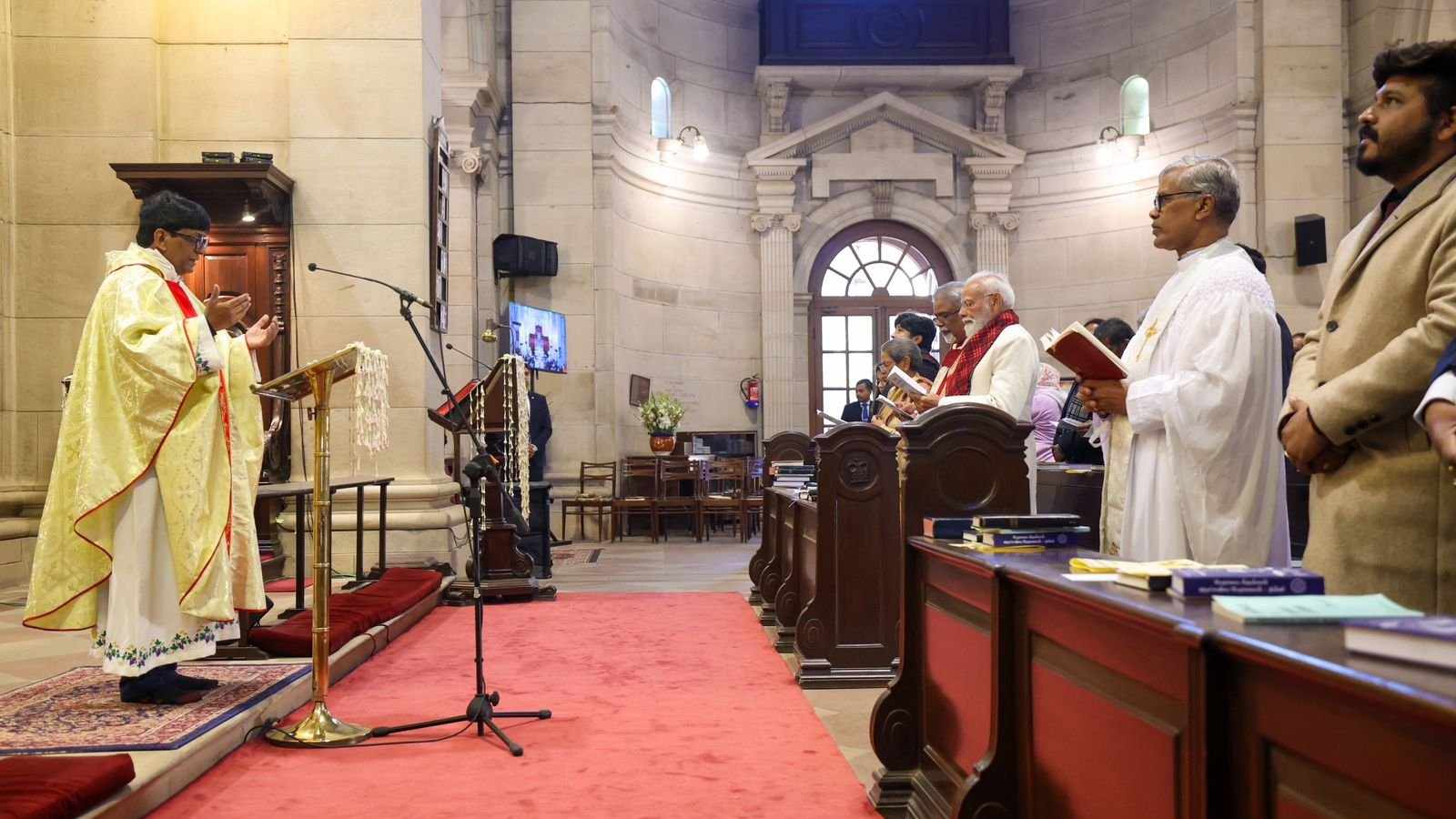 ‘May Jesus’ teachings strengthen harmony in society’: PM Modi attends Christmas morning service at Delhi church | Watch