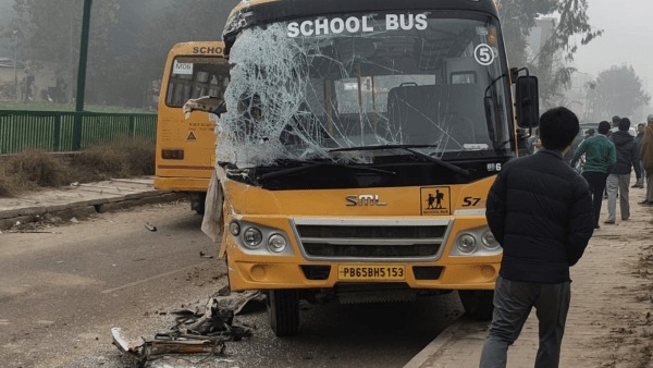 School buses collide due to dense fog in Mohali, flights cancelled and diverted