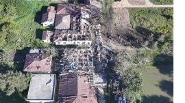 In this aerial photo provided by Wai Hun Aung, damaged buildings are seen at the hospital that was allegedly hit by a military air strike in Mrauk-U township in Rakhine state, Myanmar, Thursday. (AP)
