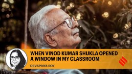 Opinion1_25th-Dec Vinod Kumar Shukla’s most celebrated work, Deewar Mein Ek Khirkee Rahati Thi, which won the Sahitya Akademi Award in 1999, exemplifies his ability to make the abstract intimate. (File Photo, enhanced using Google Gemini)