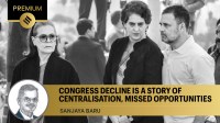 Leader of Opposition in the Lok Sabha Rahul Gandhi, right, with Congress MPs Sonia Gandhi, left, and Priyanka Gandhi Vadra. (PTI Photo)