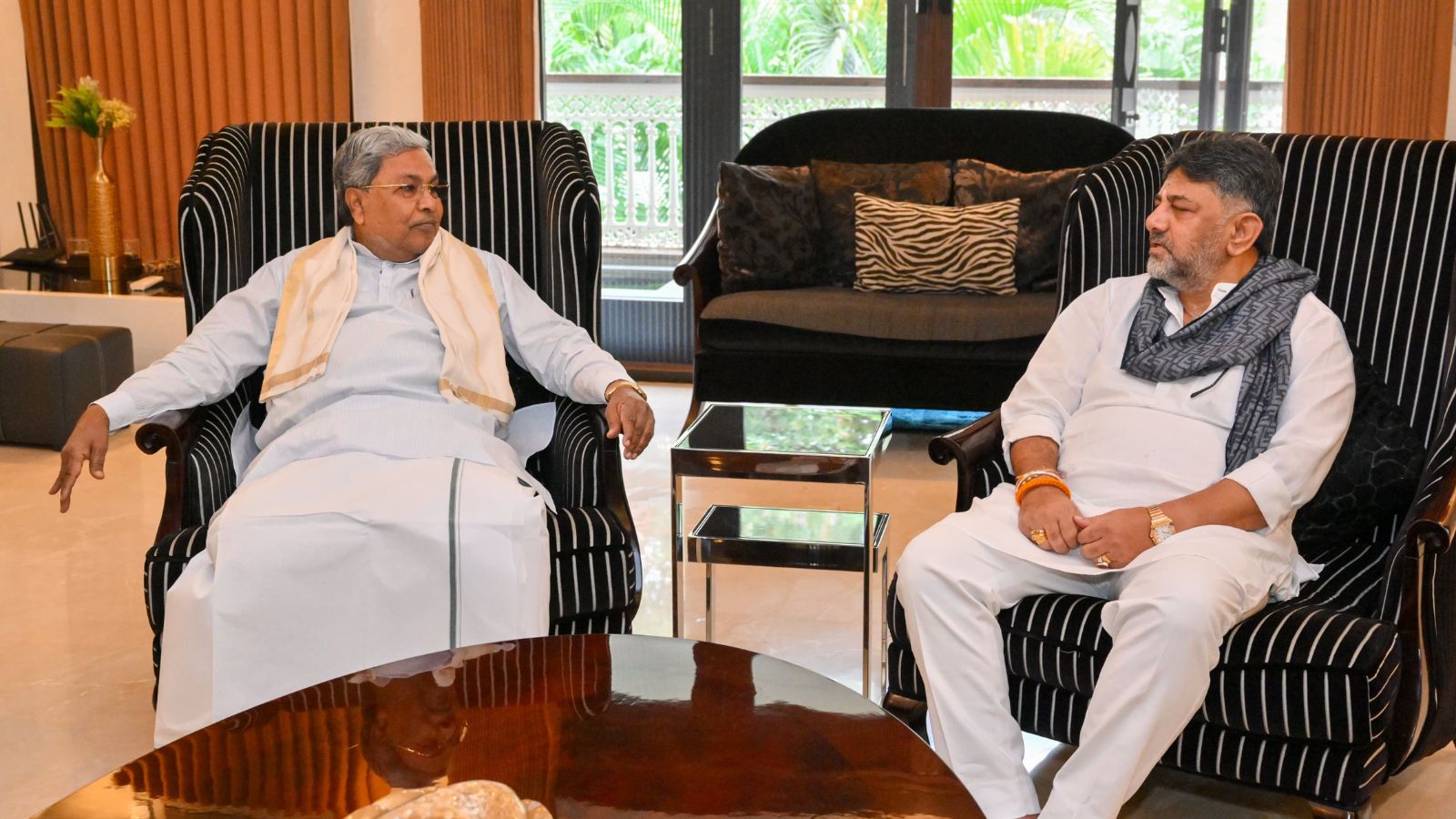 Karnataka Chief Minister Siddaramaiah and his deputy D K Shivakumar