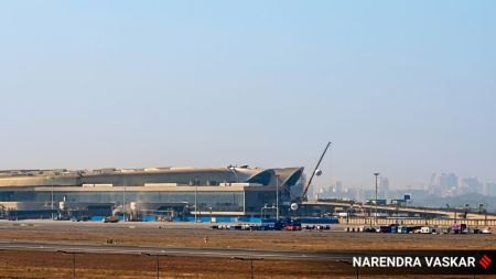 The Navi Mumbai Airport's operations side as seen on Monday, December 22. (Express Photo by Narendra Vaskar)