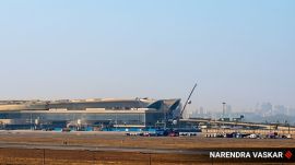 The Navi Mumbai Airport's operations side as seen on Monday, December 22. (Express Photo by Narendra Vaskar)