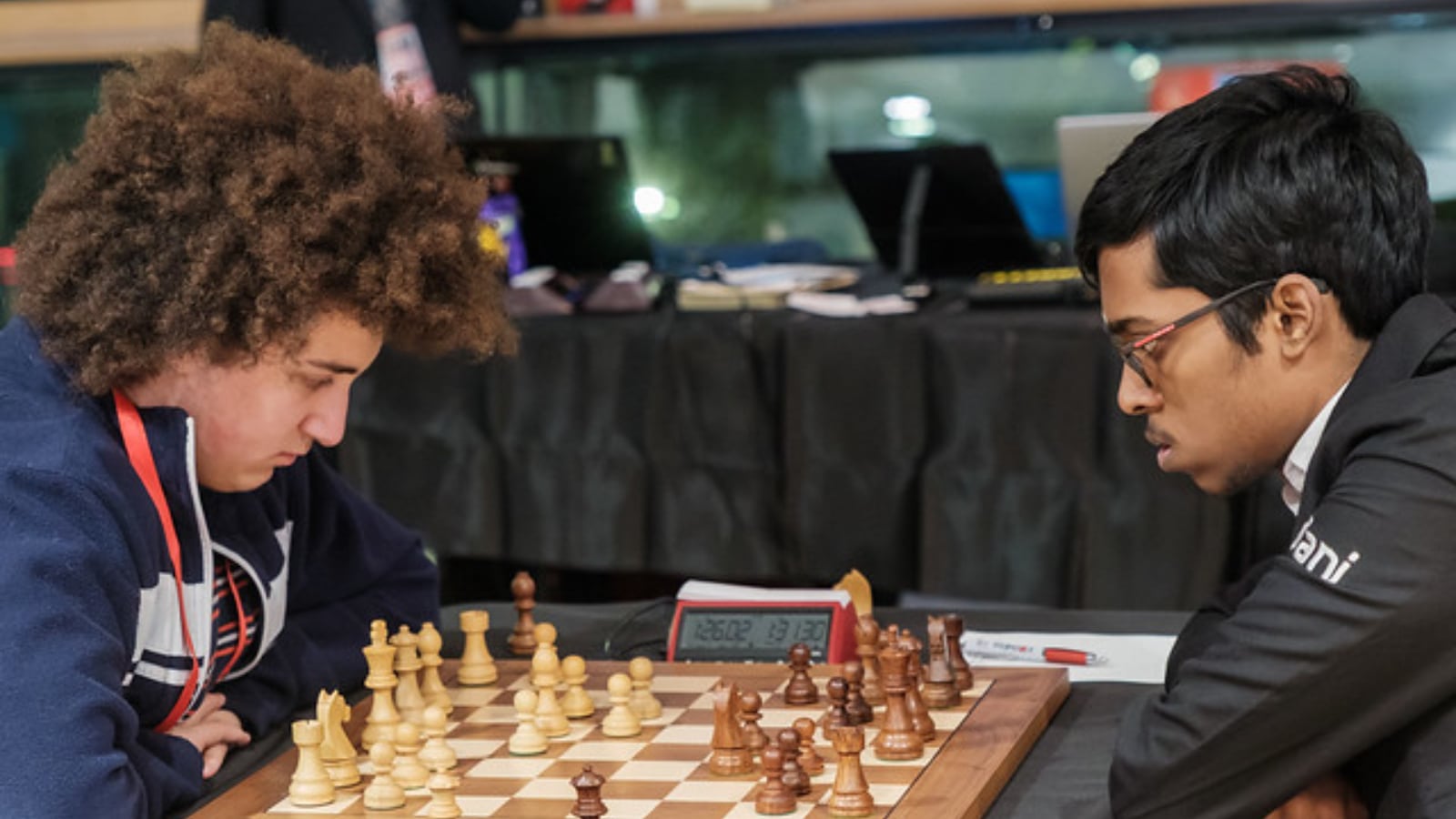 India's R. Praggnanandhaa in action against England's Stanley Badacsonyi at London Chess Festival. (PHOTO: X/London Chess)