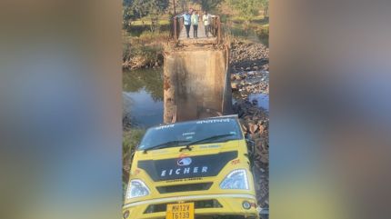Truck driver Raju Tanaji Minde, a resident of Kodawadi in Rajgad, sustained minor injuries in the bridge collapse, police said. (Express Photo, enhanced using Google Gemini)