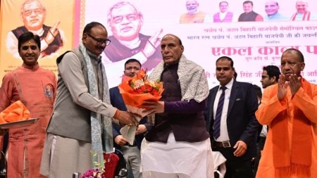 rajnath singh, Atal Bihari Vajpayee, Yogi Adityanath, Brajesh Pathak, Lucknow news, Uttar pradesh news, Indian express, Current affairs