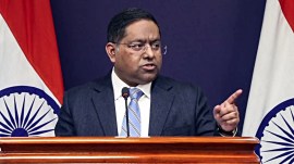 MEA spokesperson Randhir Jaiswal addresses a press conference