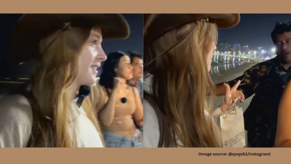 While Oksana immediately moved away, the men reportedly surrounded her friend