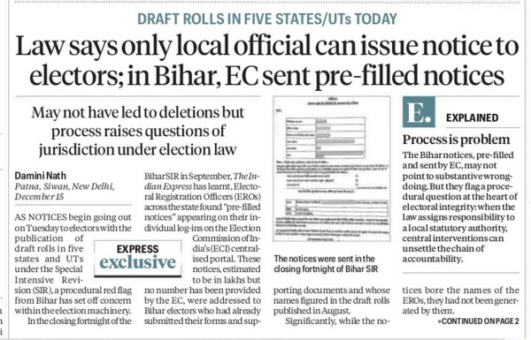 SIR report by Indian Express