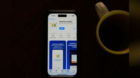 Sanchar Saathi row: Government-run cybersecurity app "Sanchar Saathi" is seen on a mobile phone. (AP Photo)