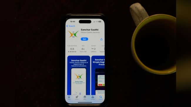 Sanchar Saathi row: Government-run cybersecurity app "Sanchar Saathi" is seen on a mobile phone. (AP Photo)