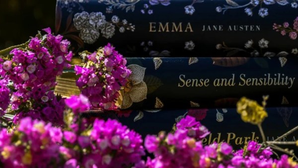 The cover of three Jane Austen's books, including Sense and Sensibility 