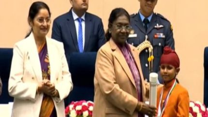 Speaking in New Delhi after receiving the award, the Class IV student recalled his experience during the operation. “When Operation Sindoor began against Pakistan, soldiers came to our village. I thought I should serve them. I used to take milk, tea, buttermilk, and ice for them daily. I feel great to be awarded. I had never dreamt of it,” Sharvan said. (Express Photo)