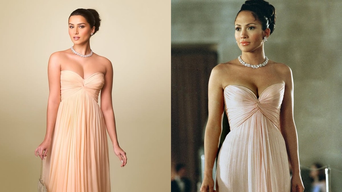 Tara Sutaria recreates Jennifer Lopez's strapless gown look Tara Sutaria recreates Jennifer Lopez's strapless gown look