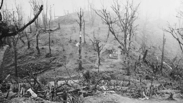 A view of the Garrison Hill battlefield with the British and Japanese positions shown. Garrison Hill was the key to the British defences at Kohima.