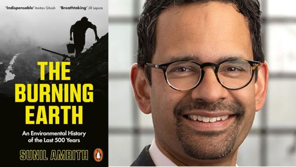 The book cover of The Burning Earth, An Environmental History of the last 500 years  by Sunil Amrith