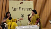 Arundhathi Subramaniam, poet in conversation with Anamika, Hindi poet and novelist at IIC discussing her new book The Gallery of Upside Down Women on women mystics