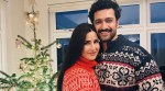 Actor Vicky Kaushal posing with wife Katrina Kaif