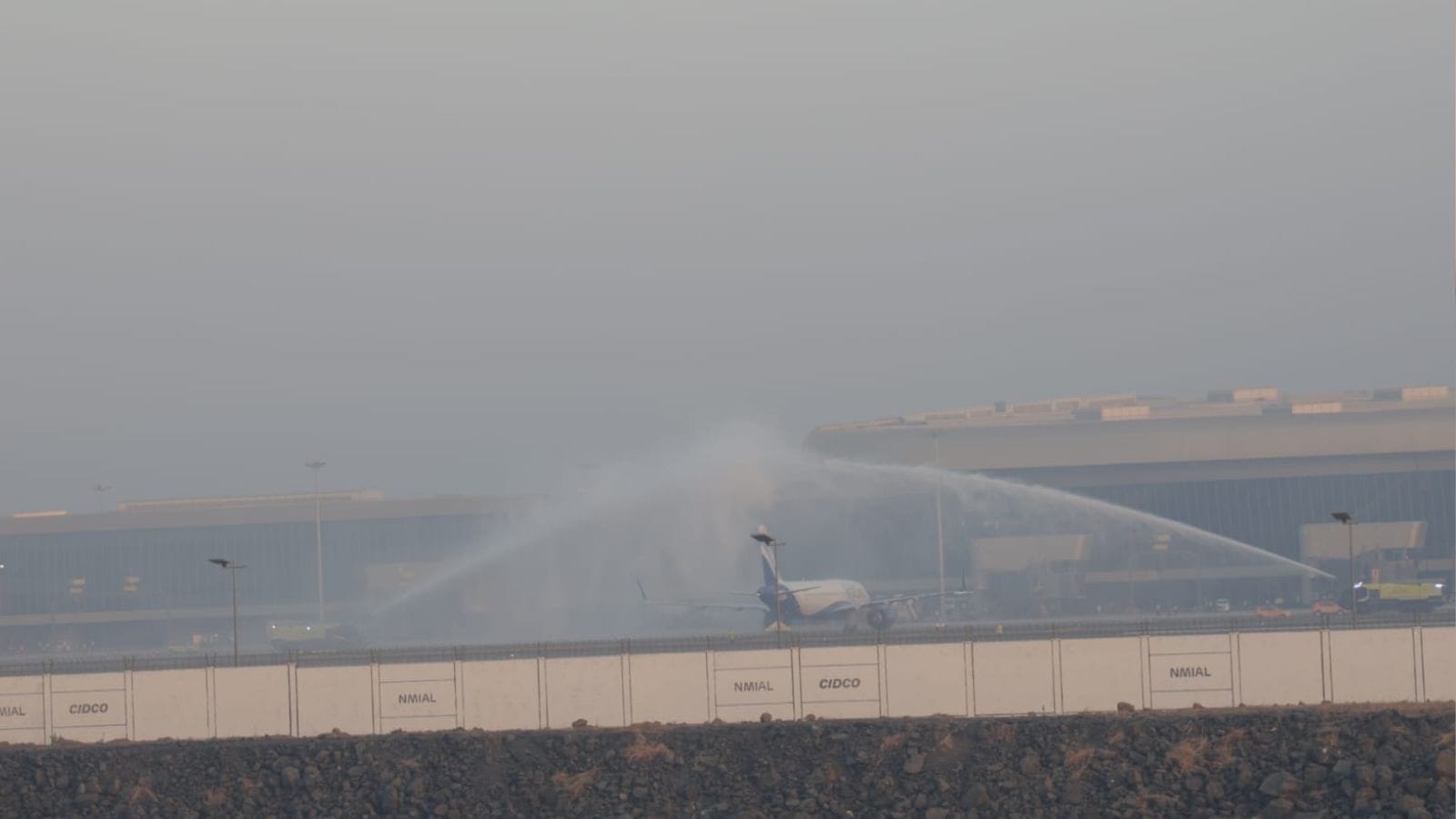 WATCH: IndiGo flight from Bengaluru gets water cannon salute as Navi Mumbai International Airport begins operations